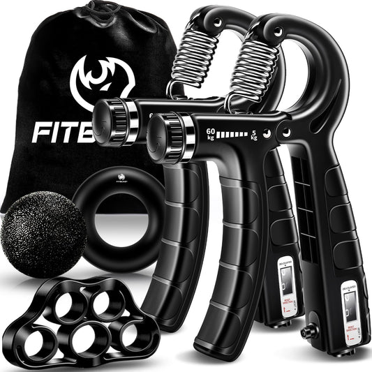 FitBeast Hand Grip Strengthener Workout Kit (5 Pack), 2 Forearm
